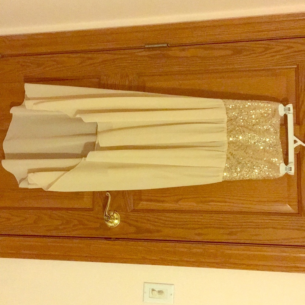 Windsor cream colored high-low dress